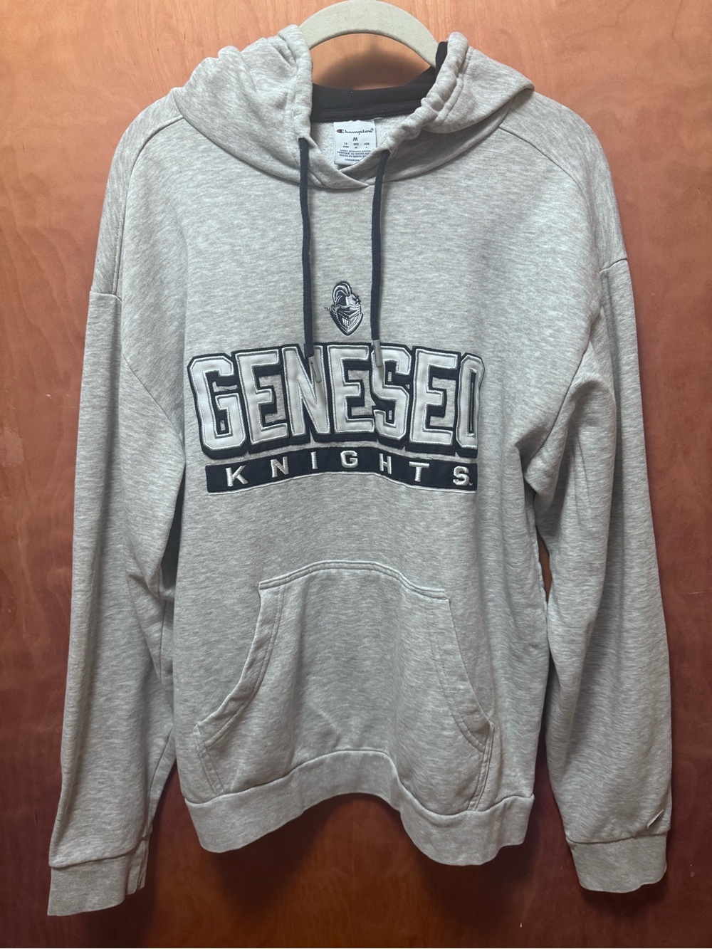 Champion Men’s Geneseo Knights Hooded Sweatshirt - Gray sz Medium